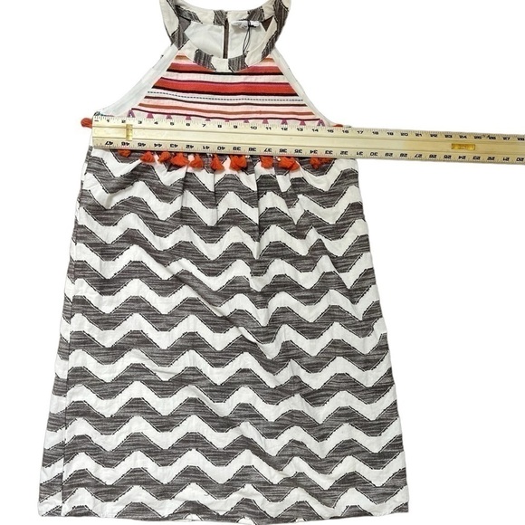 Anthropologie THML Embroidered Dress Sleeveless XS Chevron  Lined Spring Summer - Picture 7 of 11